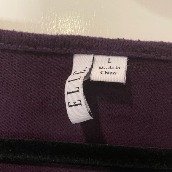 ELLE Women's Lace Trim Mock-Layer Top - Large - Picture 6 of 7